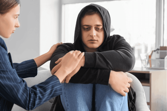 Compassionate support session with a young adult
